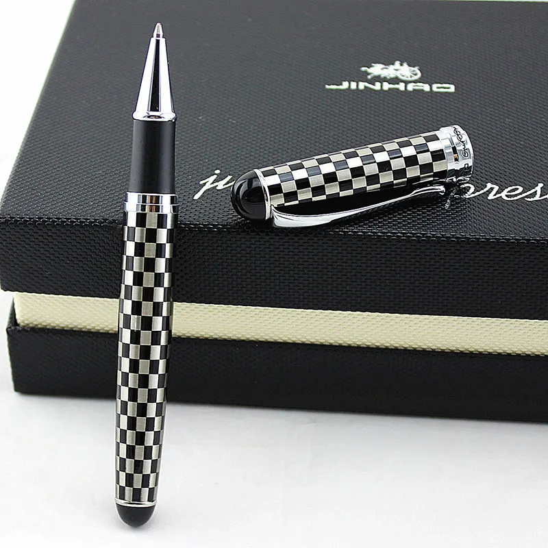 

Luxury Jinhao 750 roller ball pen with black and silver lattice shape
