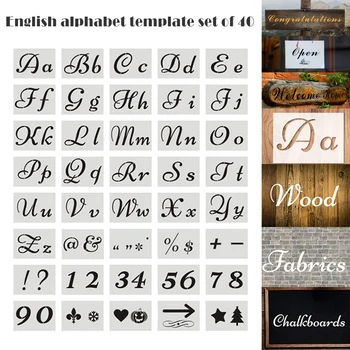 

Ne 40pcs Set English Letter Stencils for Painting Mould Alphabet Signs Calligraphy Font Upper Lowercase Letters Reusable SMD66