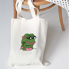 Лягушка Жук мультфильм Графика печать хозяйственная сумка милый животный принт Модный дизайн сумки Япония закрытие Унисекс Забавный