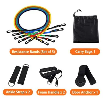 

11pcs TPE Pull Rope Colorful Handle Exercise Resistance Bands Fitness Equipment Multi-function Equipment for Exercise
