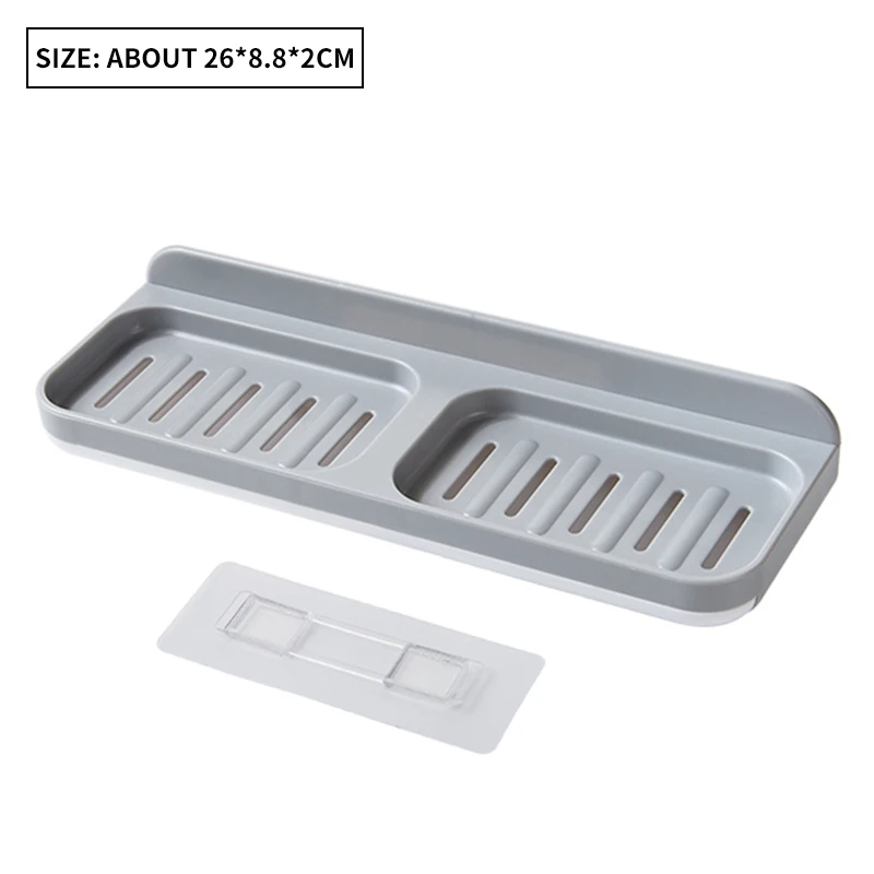 Пластмассовый держатель для мыла настенный сливной слой для душа Ванная комната Кухня мыльница Контейнер Герметичный самосливающийся Ванна - Цвет: Gray