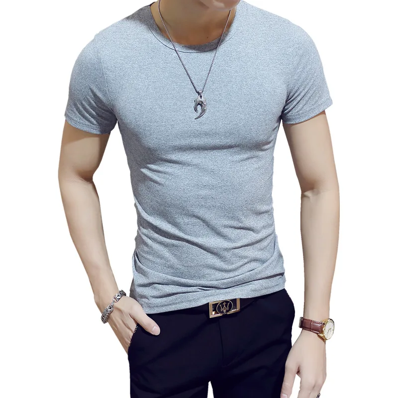 2019 New Summer Solid Men's T-shirt Fashion V Neck Short Sleeve T Shirt Men Clothing Trend Casual Slim Fit Top Tees |