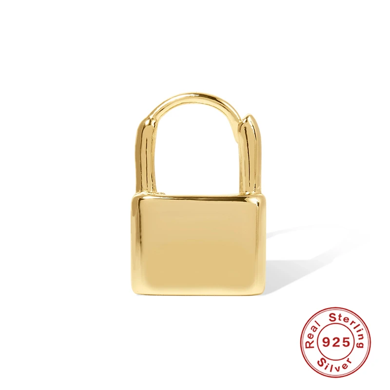 

ROMAD 925 Sterling Silver Single Hoop Earrings For Women Lock Creativity Earring Hoops Earings Luxury Jewelry Glossy Pendientes