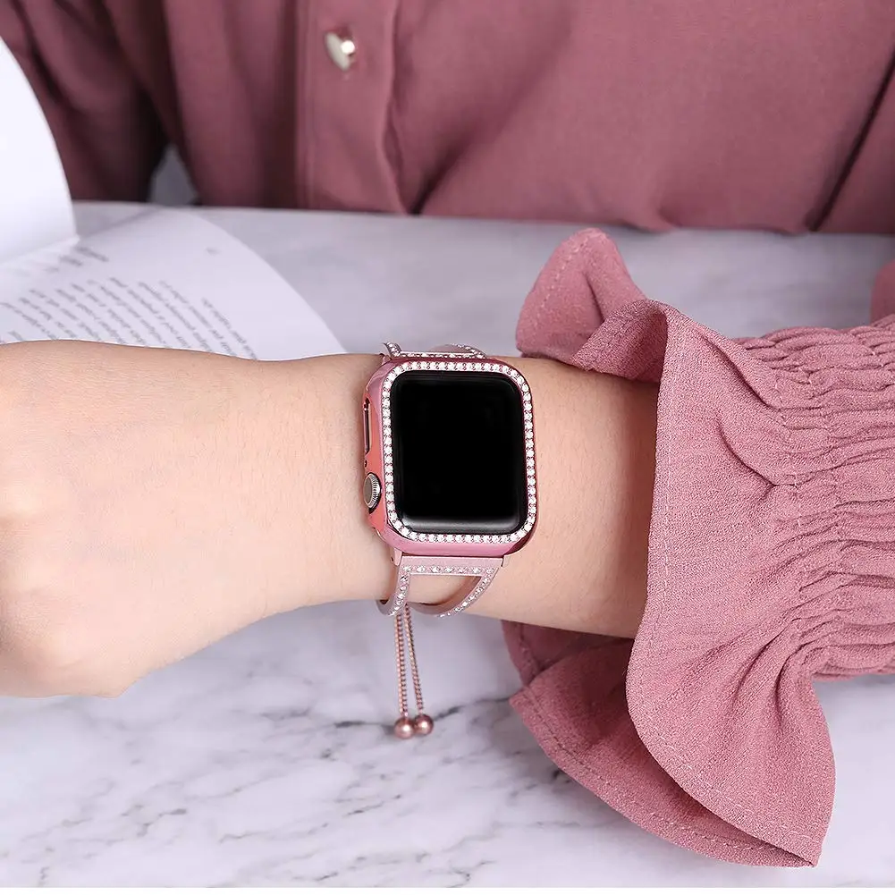 Чехол для Apple watch series 5 4 44 мм 40 мм iwatch 3 2 1 42 мм 38 мм Алмазный защитный чехол Аксессуары бампер