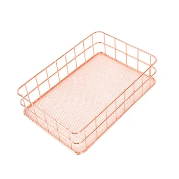 

Stainless Steel Domestic Debris Basket Lattice Table Multifunctional Space Saver Storage Box Holder Fashionable Rose Gold