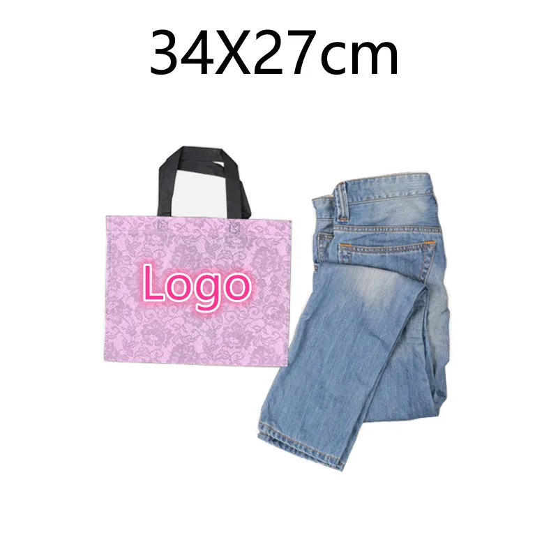 200 шт, 33x37 см, печать логотипа, кружевная Роза, не вплетенная сумка, сумка для магазина одежды, сумка для мобильного телефона, Детская красивая сумка