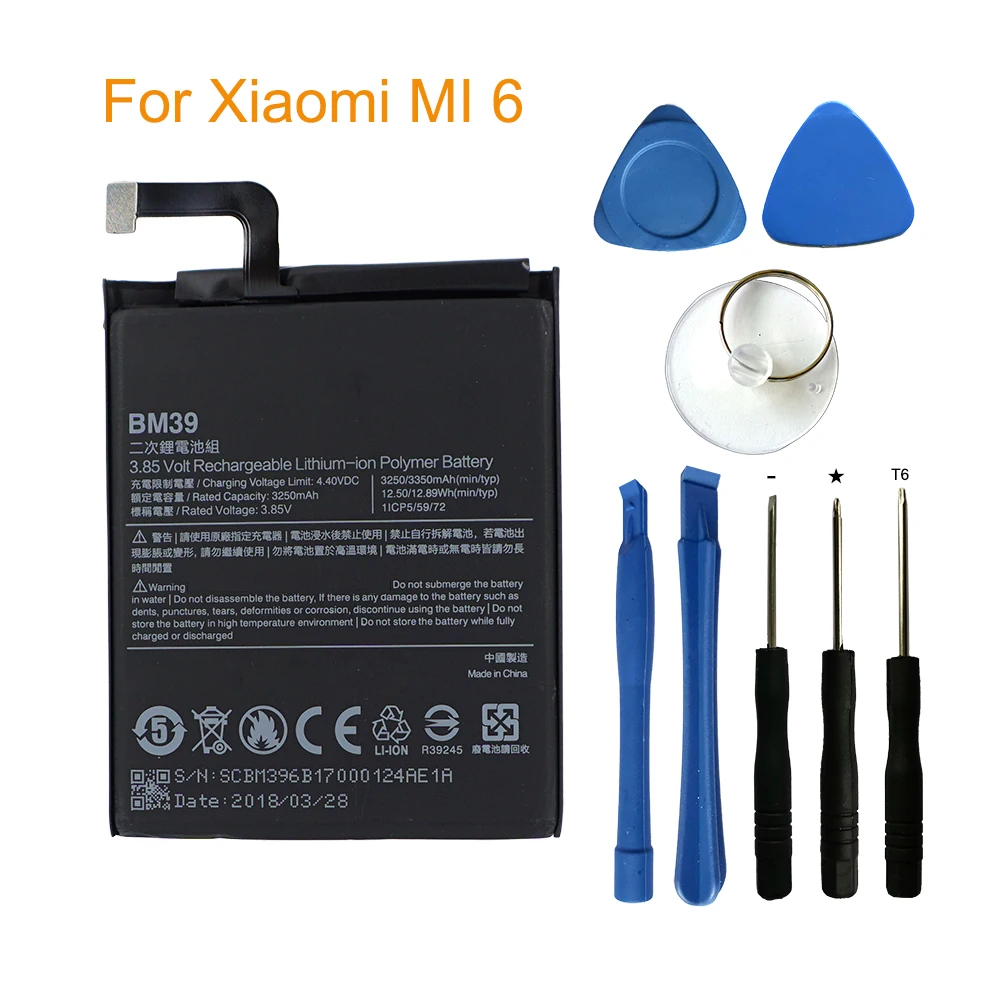 Для Xiao Mi 100% оригинал BM39 для Xiaomi Mi6 6 mi6 сменная батарея 3250 мАч реальная емкость