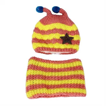 

Cute Winter Baby Toddler Wool Hat Hooded Scarf Earflap Knitted Hat (Yellow)