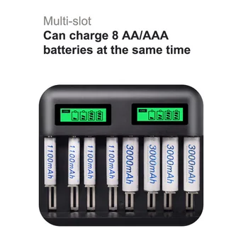 

LCD Display Independent Universal Electronic USB Battery Charger Smart Short Circuit Protection Office Travel For AA C D Size