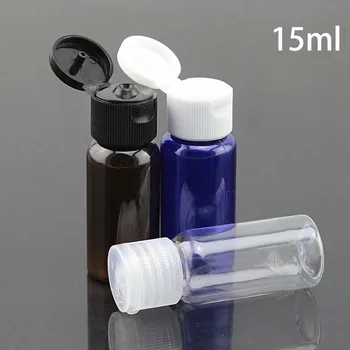 

Blue Brown Green 15ml Plastic Small Bottle with Flip Cap Essential Oil Empty Makeup Water Packaging Containers Free Shipping