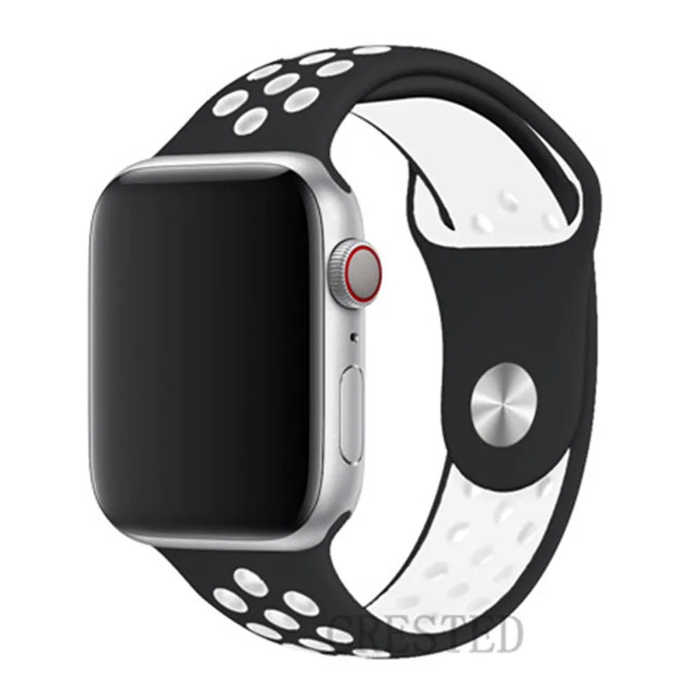black white 11 Спортивный ремешок для apple watch band 44 мм/40 мм apple watch 5 4 3 band iwatch band 5 42 мм/38 мм correa браслет ремень аксессуары для часов - Цвет ремешка: black white 11