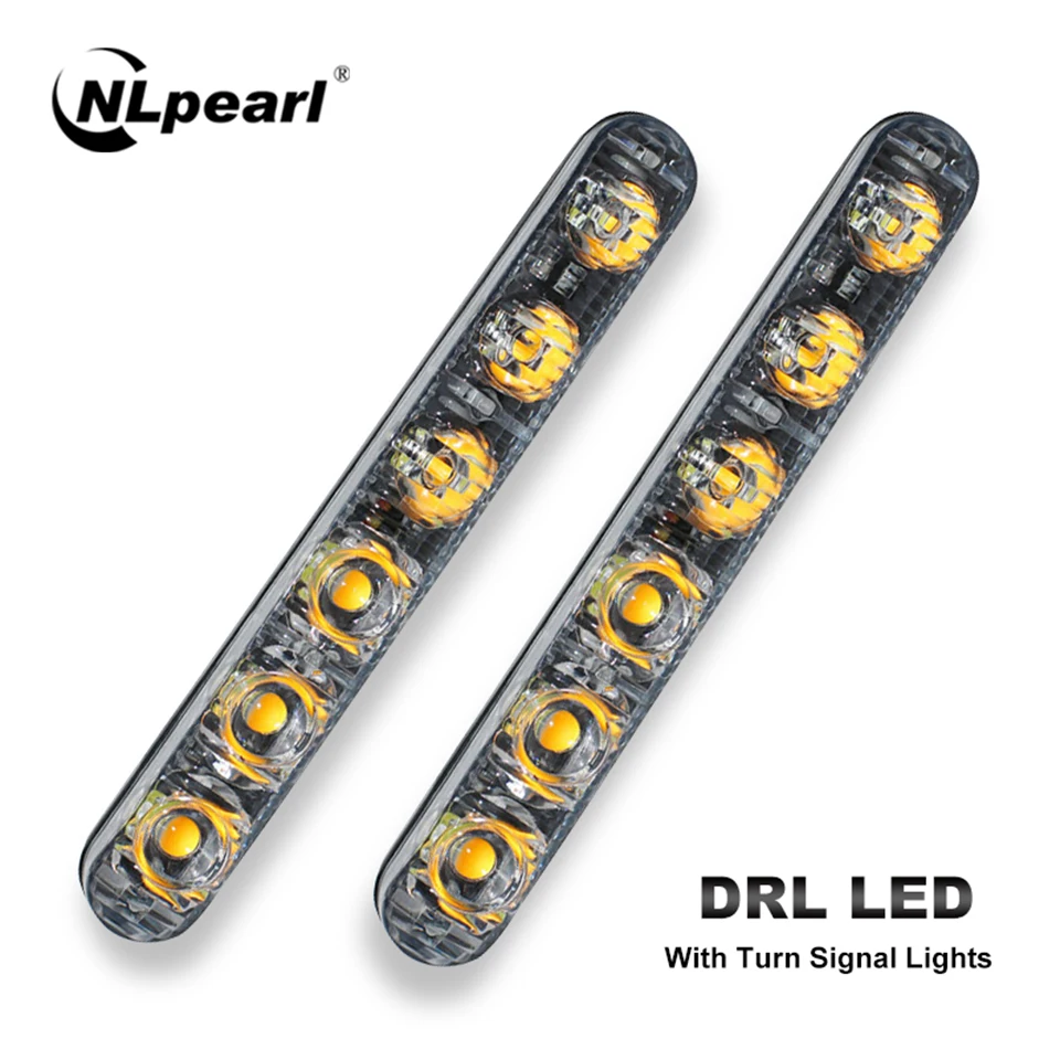 

Nlpearl 2x 18W White LED DRL Turn Signal Lights for Car Bright Spot Beam LED Running lights Amber Turn Signal Lamp Day Light 12V