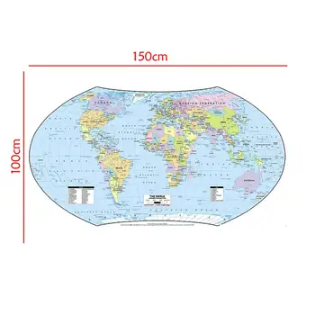 

The World Map Hammer Projection Country Map With Capital 150x100cm Vinyl Spray Map