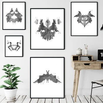 

Rorschach Test Watercolor Wall Art Canvas Painting Psychologist Gift Psychological Test Posters and Prints Pictures Clinic Decor