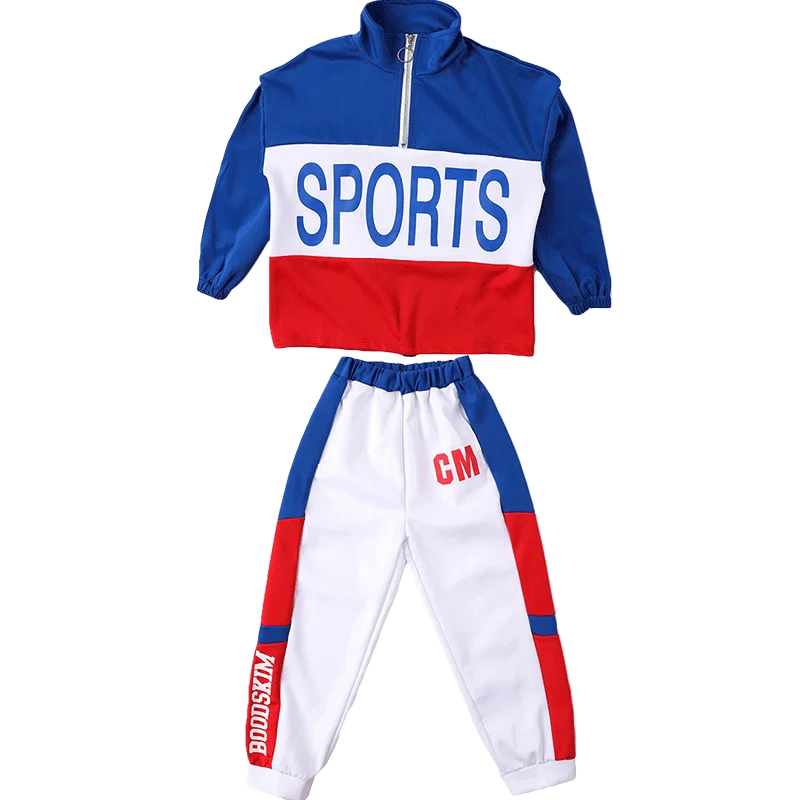 Kids Cool Hip Hop Clothing Stand Collar Jacket Coat Pullover Top Running Causal Pants for Girls Boys Jazz Dance Costumes Clothes (1)