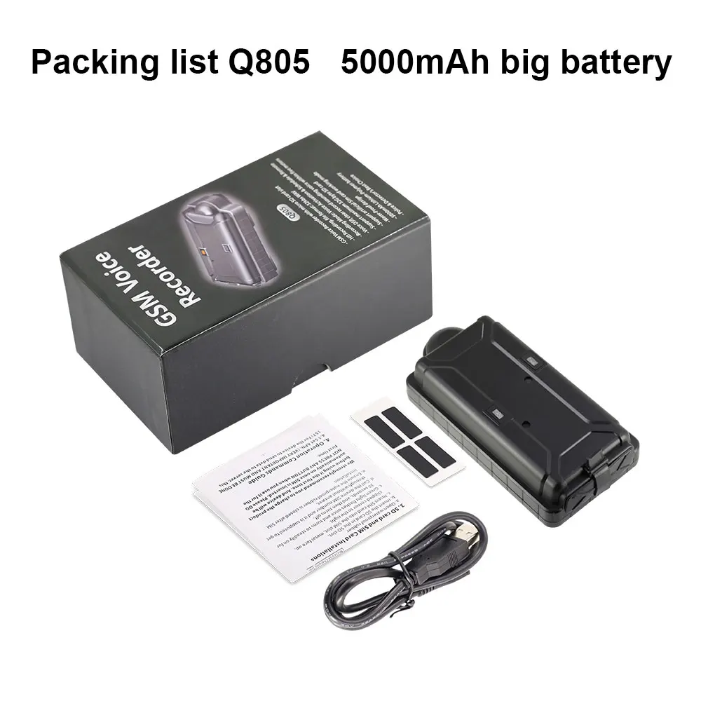 Q805 GSM трекер диктофон Q805 Голосовая активация Водонепроницаемый IPX7 дроп-триггер сигнализация 5000 мАч 100 дней рабочее время поддержка SD карты - Цвет: Q805