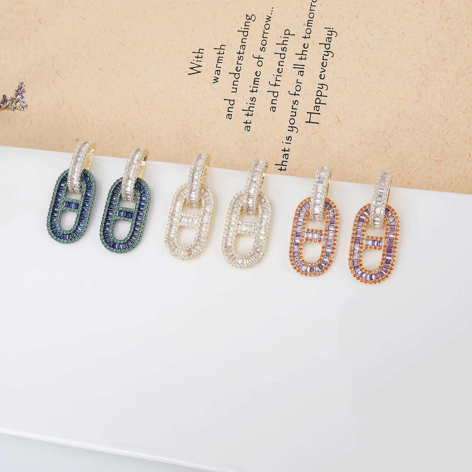 Luxury Cubic Zircon CZ Crystals Earrings Birthday Party Wedding Gift Fine New Jewelry CE11573