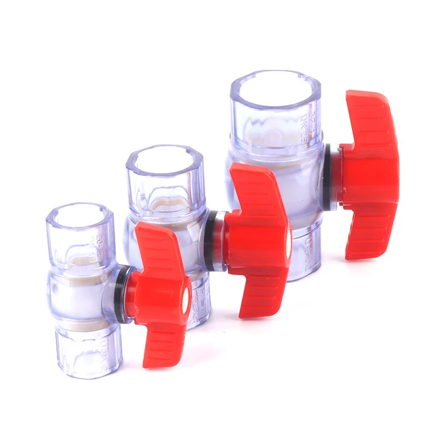 1Pc Pvc Átlátszó Golyószelep Belső Átmérő 20/25/32 Mm Kék Műanyag Tömlőszelep Akváriumcső -Szerelvényekhez - Image 6