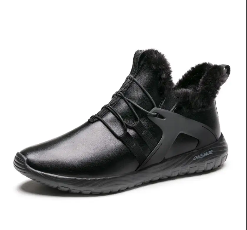 

ONEMIX Winter Autumn Man Shoes Ankle Boot Outdoor Jogging Sneaker Soft Waterproof Leather Warm Men Snow Boots Walking Shoes39-46