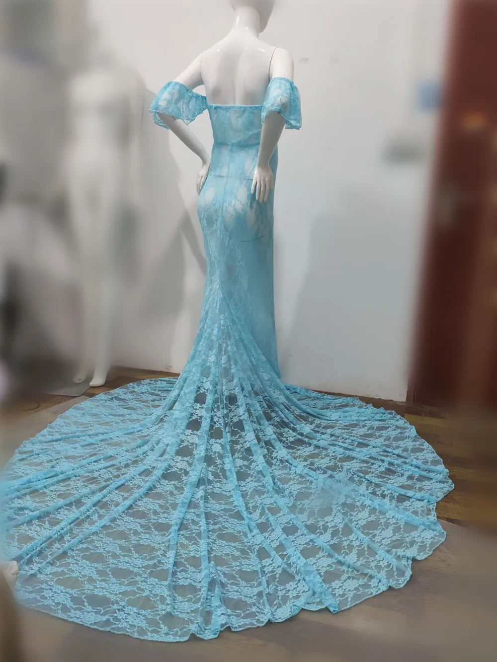 Sexy Lace Maternity Dresses Photography Props Chiffon Shawl Fancy Pregnancy Dress For Photo Shoot Long Pregnant Women Maxi Gown (9)