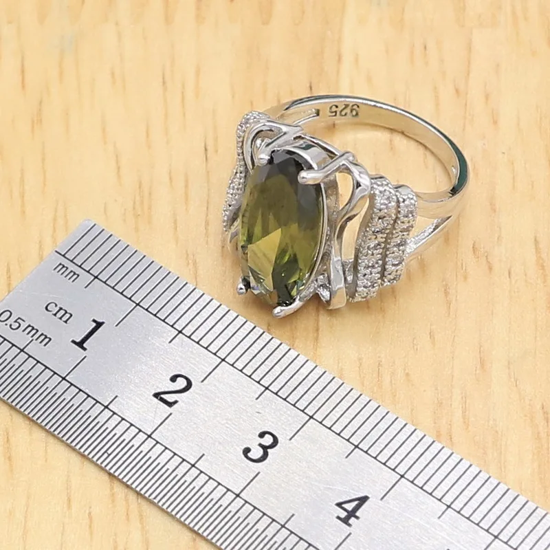 Green Zirconia Dubai Wedding Jewelry Sets for Women Bracelet Earrings Necklace Pendant Ring Birthday Gift
