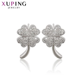

Xuping Fashion Temperament Rhodium Color Plated Hoops Lucky Clover Earrings Exquisite Birthday Day Jewelry Gifts S201.1-91832