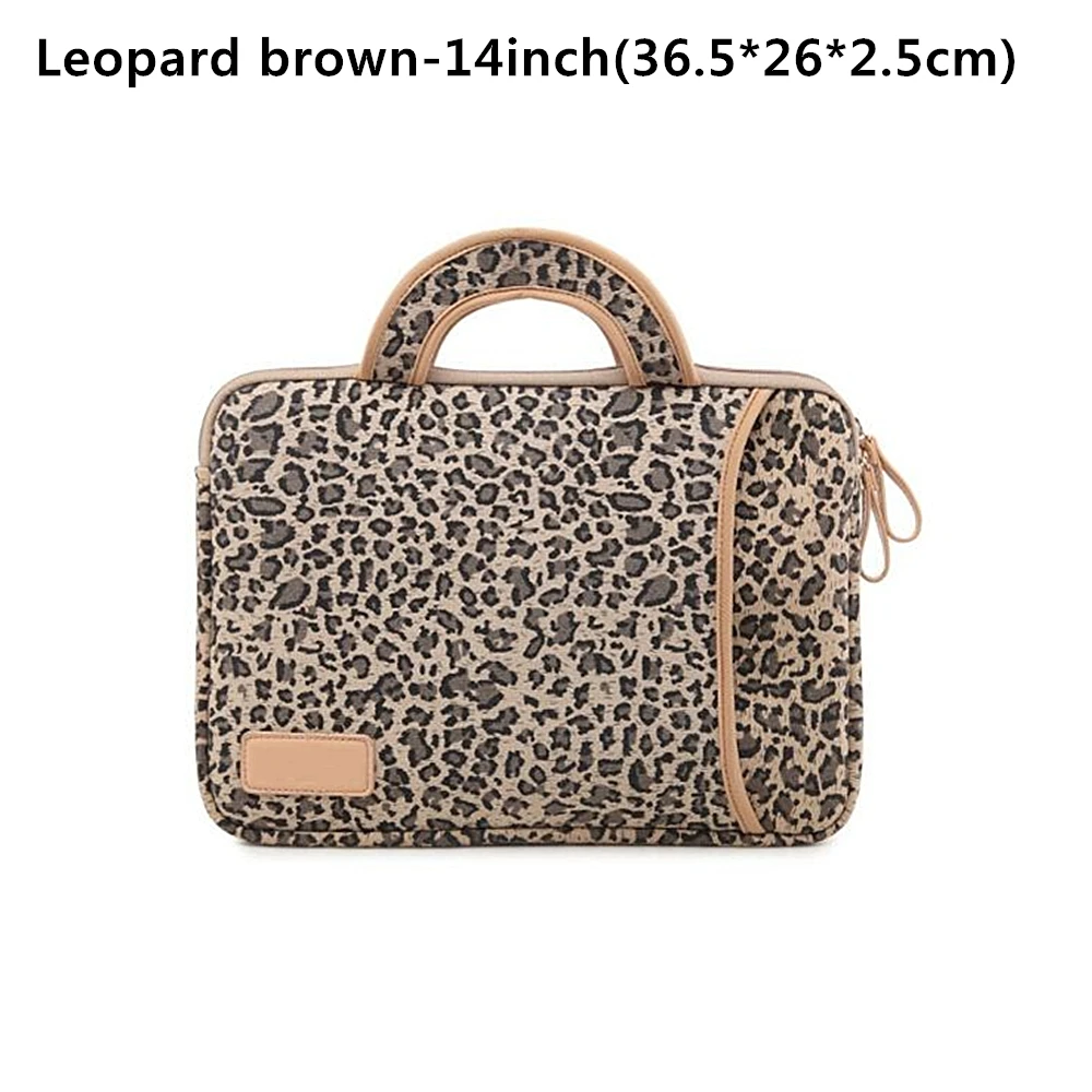 Леопардовая сумка для ноутбука 13 14 15 дюймов для ipad чехол для планшета - Цвет: Leopard brown-14inch
