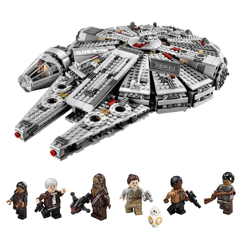 

In stock 1381 Pcs Compatible Legoinglys Star Wars Millennium 05007 Falcon Spacecraft Building Blocks Birthday Gift Toys