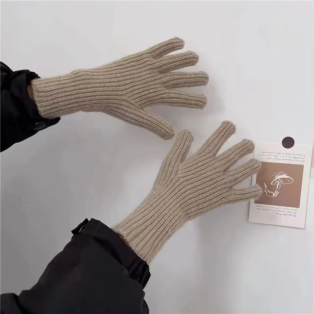 Elastic Full Finger Gloves Warm Thick Cycling Driving Fashion Women Men Winter Warm 