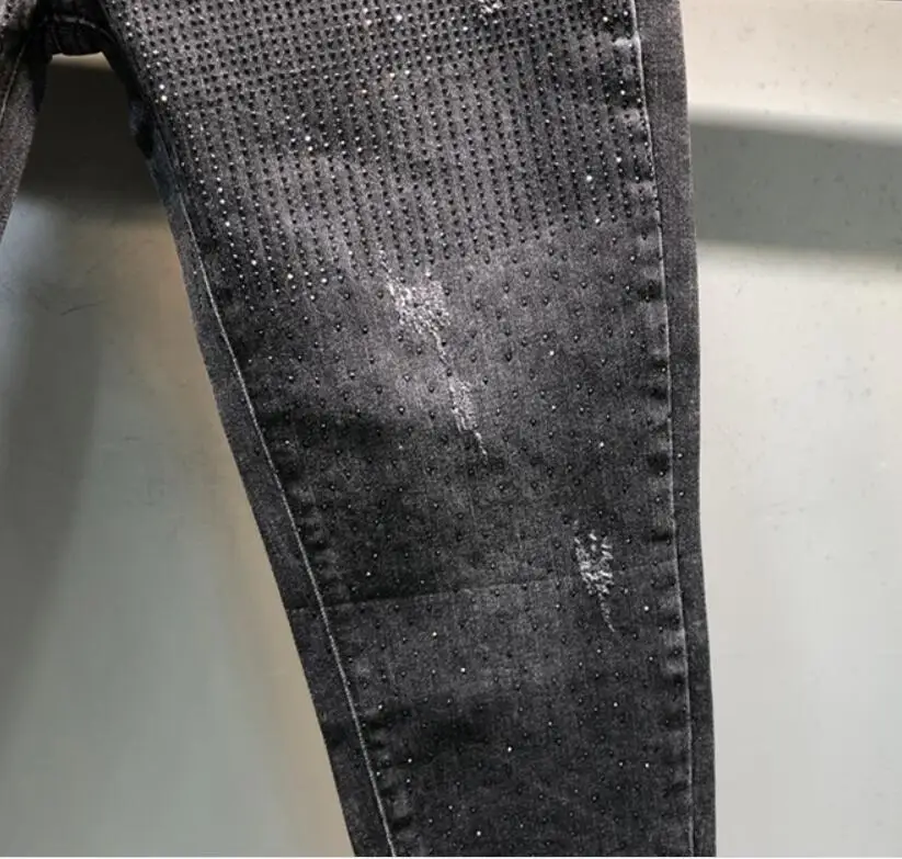 Günstig Jeans Frauen Harem Perlen Diamant Boyfriend Jeans für Frauen Koreanische Frühling Herbst Schwarz Jean