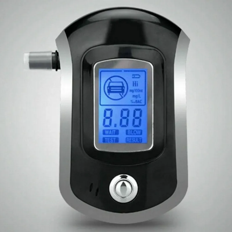 Профессиональный цифровой алкотестер дыхания Алкотестер с ЖК-дисплеем с 5 мундштуками AT6000 Прямая поставка