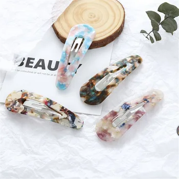 

Girls Fashion Acetic Acid Hair Clips Flower Print Hairpin Geometric Barrette Women Accessories
