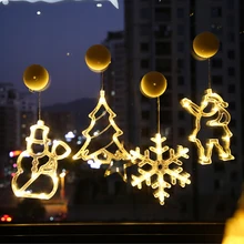 

Christmas Santa Claus Snowflake Star Angel Lights Battery Powered Xmas LED Fairy Pendants Lamp for New Year Holiday Window Decor