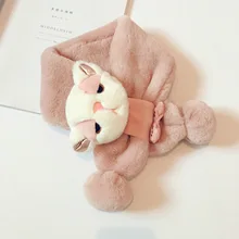 Зимний Теплый детский шарф с рисунком кота для мальчиков и девочек; Модный теплый плюшевый плотный шарф; зимняя шаль; шарфы; WJ1153