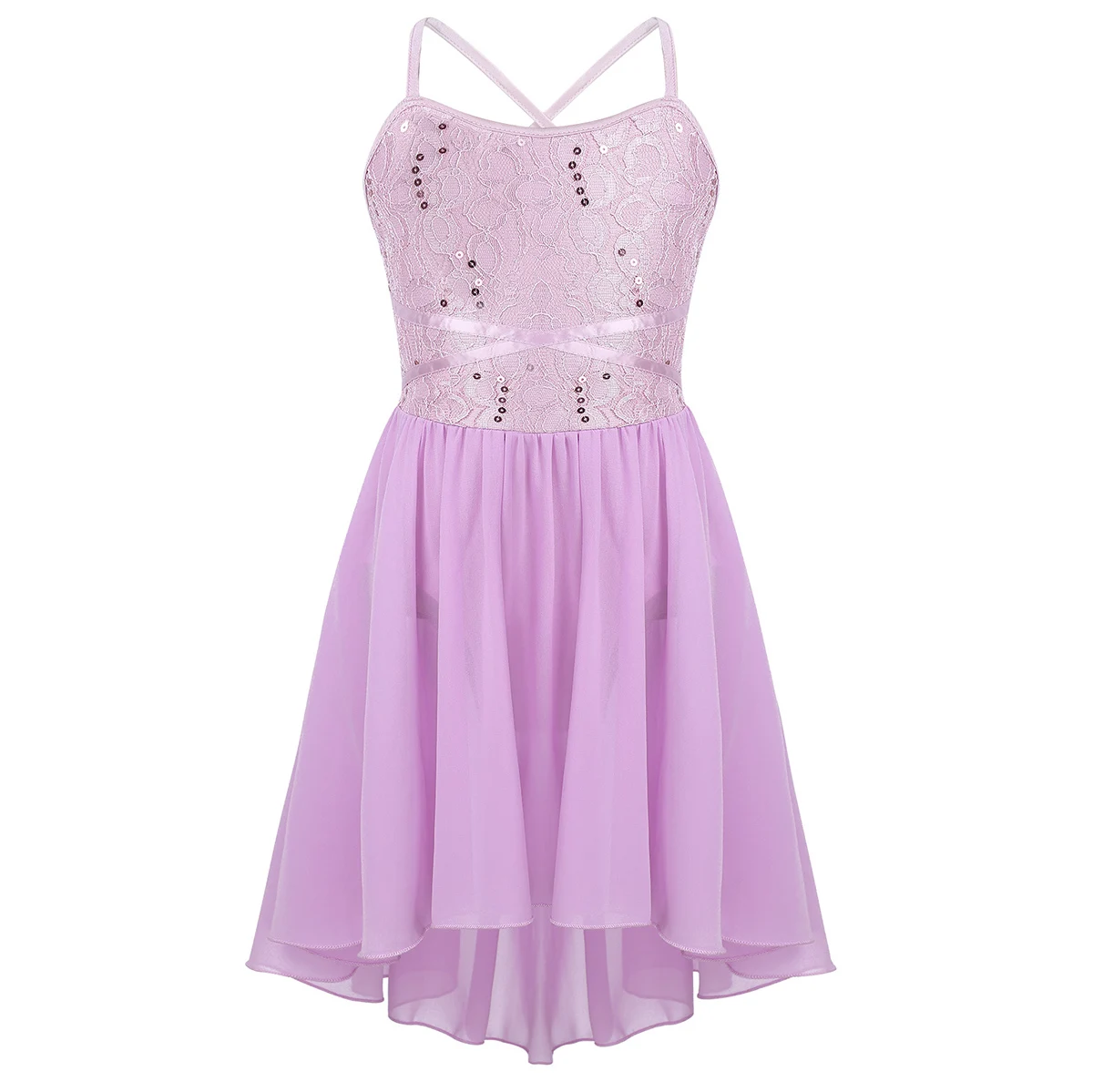 DPOIS/Детская кружевная балетная юбка с блестками для девочек, гимнастическое трико балерины, асимметричное современное лирическое бальное платье для танцев - Цвет: Lavender