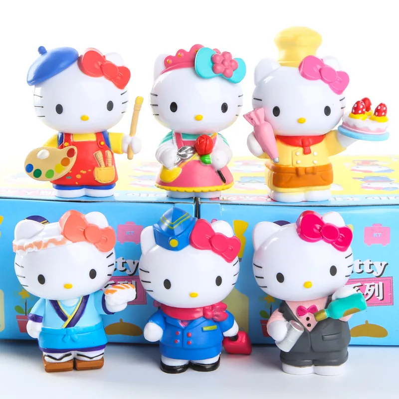 

Cartoon Cute Hello Kitty hello kitty kt Cat Business Staff Person 6-Doll Garage Kit Decoration
