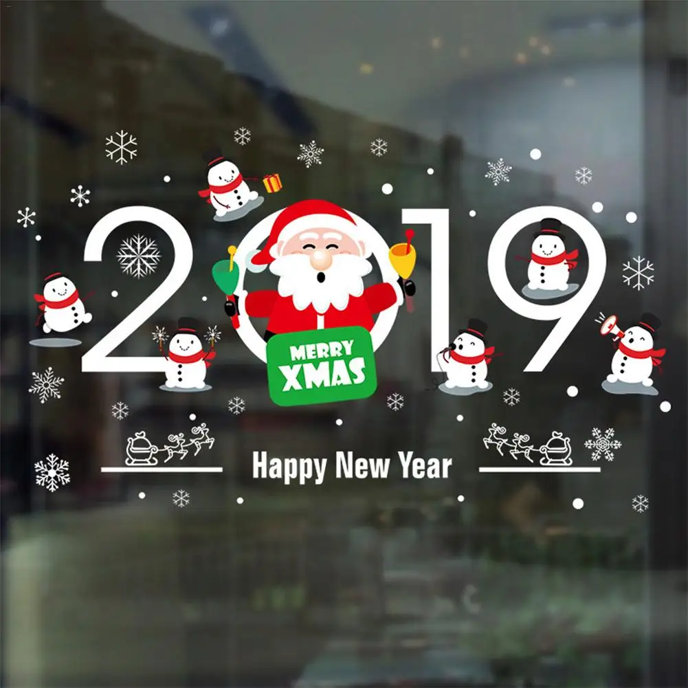 Подвесные Новогодние рождественские праздничные Стеклянные Настенные наклейки домашний Декор новогодние наклейки на окно самоклеящиеся# SO - Цвет: A