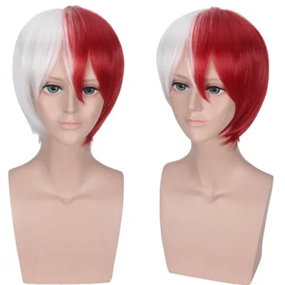 My Hero Academia Boku no Hiro Akademia Shoto Todoroki Shouto White And Red Cosplay Wig+Wig Cap | Тематическая одежда и