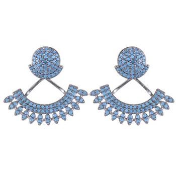 

LARRAURI New Anniversary Party Appointment Jewelry Paved Full Cubic Zirconia Earrings Trendy Detachable Stud Earrings For Women