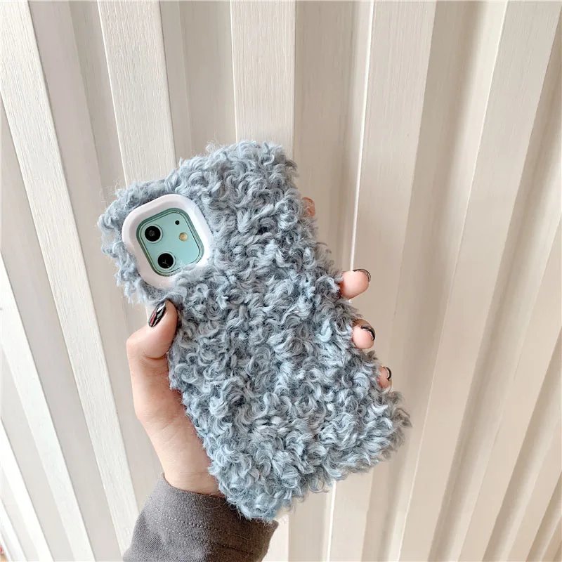 GlamPhoneCase Solid Color Plush Phone Case For iPhone11Pro/Max X XS Max XR Soft Silicone Cover For iPhone11 7 8 6 6s Plus Case
