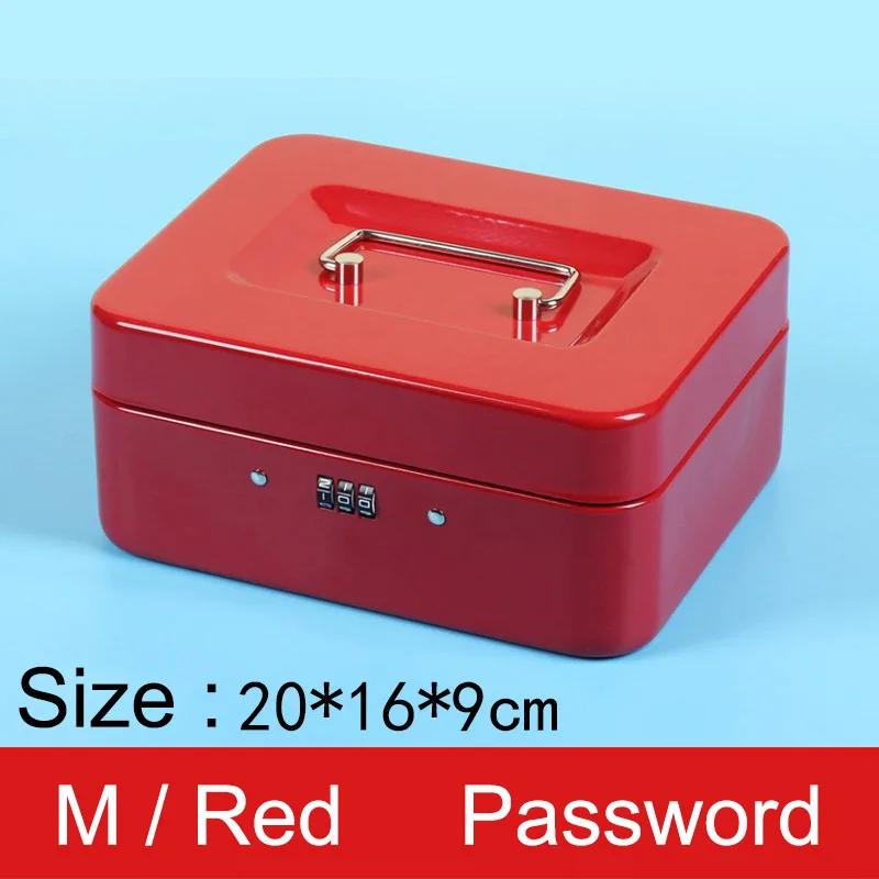 Портативный защитный Сейф Пароль замок деньги ювелирные изделия металлический для хранения Коробка для дом Школа Офис безопасность подарок для детей - Цвет: Red M