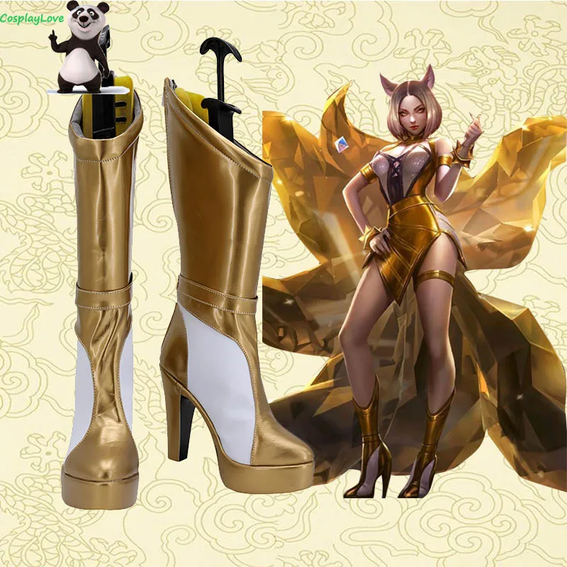 

CosplayLove LOL Game KDA K/DA Ahri Prestige Edition Golden White Cosplay Shoes Cosplay Long Boots Leather Custom Made