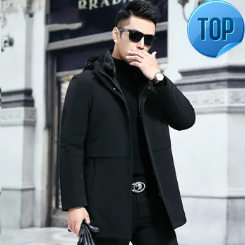 Kaufen Männer Winter Jacke Parka Echt Rex Kaninchen Pelz Mantel Ente Unten Lange Parka Jacken Neue Blouson Homme Hiver Y8713 YY301
