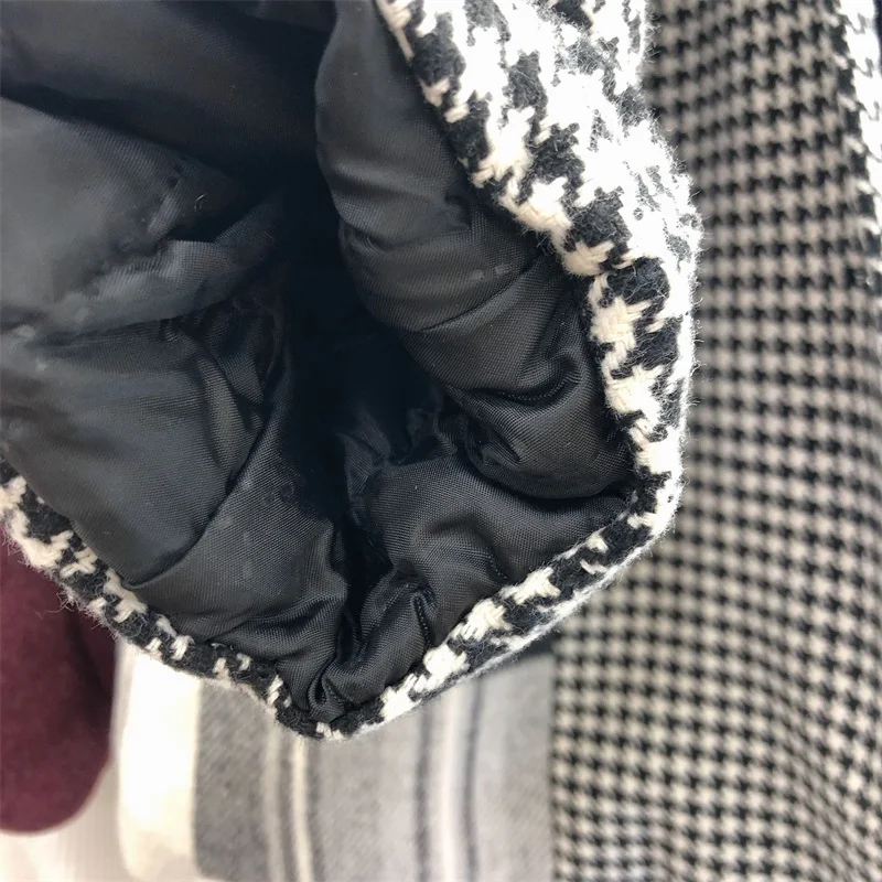 Осень и зима новое необычное сплайсинговое клетчатое свободное и хлопковое шерстяное пальто модное женское пальто размера плюс женское зимнее пальто