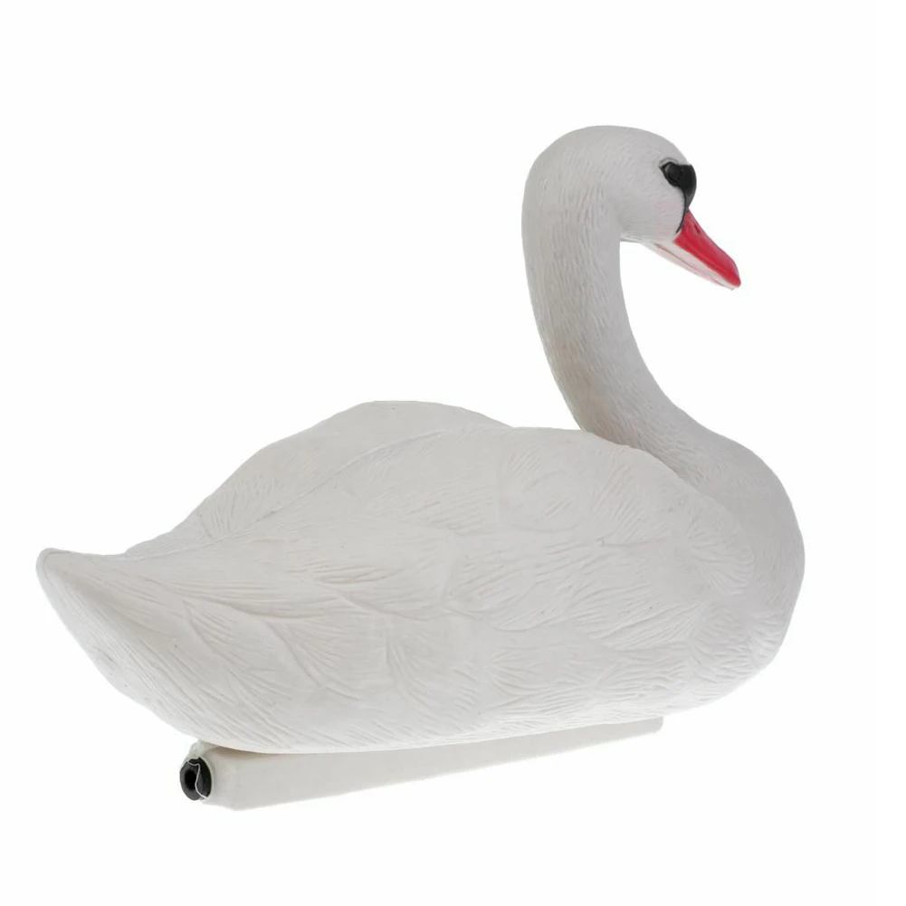 

Fishing Swan Sculpture Garden Deterrent Yard Ornament Realistic Decoy Statue White Outdoor Hunting Floating Decoration Pond Bird