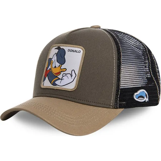 High Quality Disney Animal Mickey Anime Snapback Cotton Baseball Cap Men Women Hip Hop Dad Mesh Trucker Hat Dropshipping Brown Donald