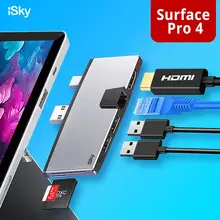 ISky для microsoft Surface usb-хаб док-станция для Surface Pro4 концентратор Порт репликатор USB3.0 HDMI LAN Ethernet SD TF