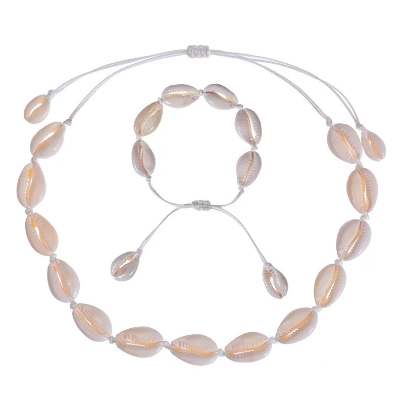 Веревка Цепи натуральное ожерелье с раковинами для женщин Летний Пляжный Подарочный Seashell ошейник
