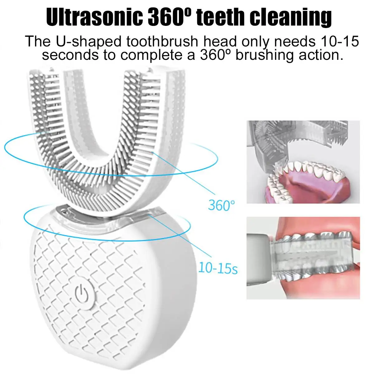 360 Degrees Intelligent Automatic Sonic Electronic Toothbrush USB Rechargeable U Shape with 3 Modes Timer Blue Light Toothpaste 360 Degrees Intelligent Automatic Sonic Electronic Toothbrush USB Rechargeable U Shape with 3 Modes Timer Blue Light Toothpaste