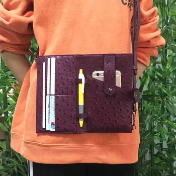 

New Hot Sales Ostrich Phone Bag Crossbody Business Credit Card Lady Credit ID Card Wallet Bag for Women